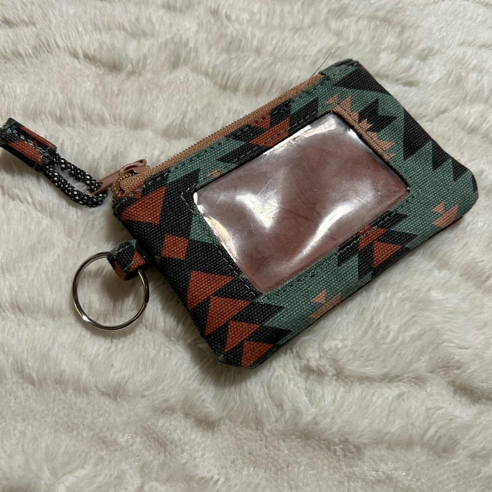 Kavu Geometric Green and Brown Coin Pouch - Picture 3 of 4